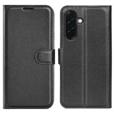 Samsung Galaxy A37 5G Fodral Litchi L&auml;der Svart - Teknikhallen.se