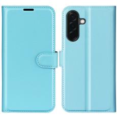  Samsung Galaxy A37 5G Fodral Litchi L&auml;der Bl&aring; - Teknikhallen.se