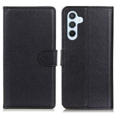  Samsung Galaxy A37 5G Fodral Litchi L&auml;der Svart - Teknikhallen.se