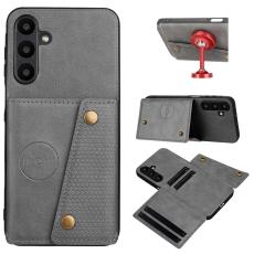  Samsung Galaxy A37 5G Skal L&auml;der Med Kortfack Och Magnet Gr&aring; - Teknikhallen.se