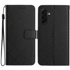  Samsung Galaxy A57 5G Fodral L&auml;der Rhombus Svart - Teknikhallen.se