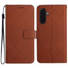  Samsung Galaxy A57 5G Fodral L&auml;der Rhombus Brun - Teknikhallen.se