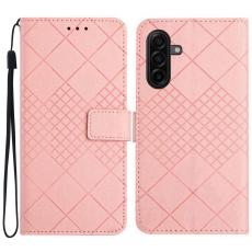  Samsung Galaxy A57 5G Fodral L&auml;der Rhombus Rosa - Teknikhallen.se
