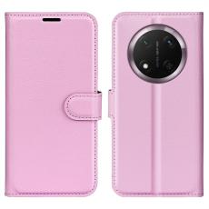  Honor Magic7 Lite Fodral Litchi L&auml;der Ljus Rosa - Teknikhallen.se