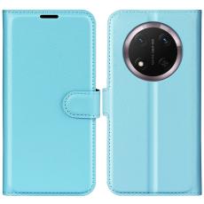  Honor Magic7 Lite Fodral Litchi L&auml;der Bl&aring; - Teknikhallen.se