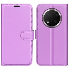  Honor Magic7 Lite Fodral Litchi L&auml;der Lila - Teknikhallen.se
