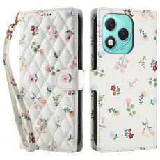 Honor 400 Lite Fodral Rhombus L&auml;der Blommor Vit - Teknikhallen.se