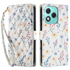  Honor 400 Lite Fodral Rhombus L&auml;der Blommor Vit - Teknikhallen.se