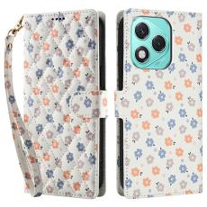 Honor 400 Lite Fodral Rhombus L&auml;der Blommor Vit - Teknikhallen.se