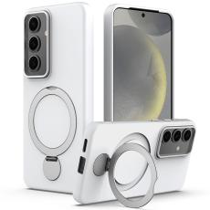  Samsung Galaxy S25 / S24 Skal MagSafe Kickstand Hybrid Vit - Teknikhallen.se
