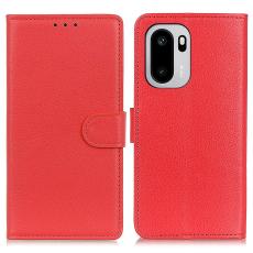  OnePlus 15R Fodral Litchi L&auml;der R&ouml;d - Teknikhallen.se