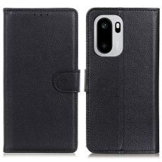  OnePlus 15R Fodral Litchi L&auml;der Svart - Teknikhallen.se