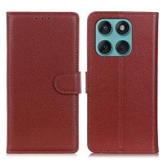  Motorola Edge 60 / 60 Fusion Fodral Litchi L&auml;der Brun - Teknikhallen.se