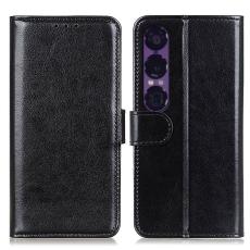  Sony Xperia 1 VII Fodral Crazy Horse L&auml;der Svart - Teknikhallen.se