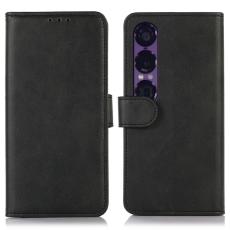  Sony Xperia 1 VII Pl&aring;nboksfodral L&auml;der Svart - Teknikhallen.se