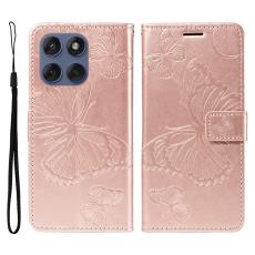  Motorola Edge 60/60 Pro/60 Fusion Fodral Fj&auml;ril Tryck Ros&eacute;guld - Teknikhallen.se