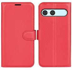  Sony Xperia 10 VII Fodral Litchi L&auml;der R&ouml;d - Teknikhallen.se