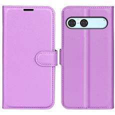  Sony Xperia 10 VII Fodral Litchi L&auml;der Lila - Teknikhallen.se