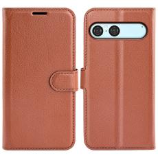  Sony Xperia 10 VII Fodral Litchi L&auml;der Brun - Teknikhallen.se