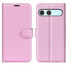  Sony Xperia 10 VII Fodral Litchi L&auml;der Ljus Rosa - Teknikhallen.se