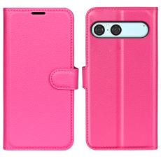  Sony Xperia 10 VII Fodral Litchi L&auml;der Rosa - Teknikhallen.se