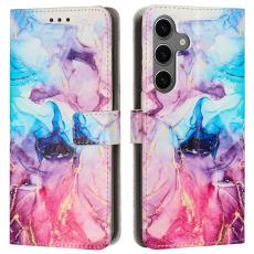 Samsung Galaxy A26/A17/A16 Fodral L&auml;der Marmor Rosa / Lila - Teknikhallen.se