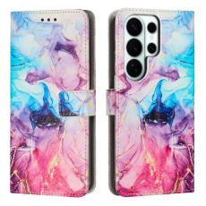  Samsung Galaxy S26 Ultra Fodral L&auml;der Marmor Rosa / Lila - Teknikhallen.se