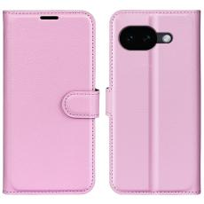  Google Pixel 10a Fodral Litchi L&auml;der Ljus Rosa - Teknikhallen.se