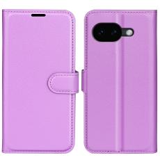  Google Pixel 10a Fodral Litchi L&auml;der Lila - Teknikhallen.se