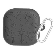  Samsung Galaxy Buds 4 / 4 Pro Skal Silikon Blommigt Tryck Gr&aring; - Teknikhallen.se