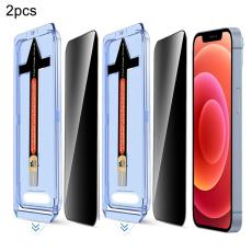 iPhone 12 / 12 Pro 2-PACK Sk&auml;rmskydd H&auml;rdat Glas Privacy - Teknikhallen.se