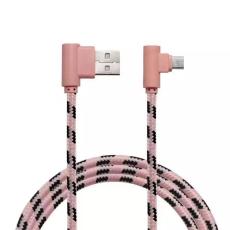  2M Micro USB Vinklad Kabel - Ros&eacute;guld - Teknikhallen.se