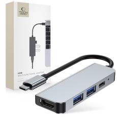 Tech-Protect Tech-Protect 4in1 USB-C Hub USB-A / HDMI / USB-C Gr&aring; - Teknikhallen.se