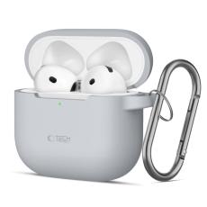 Tech-Protect Tech-Protect AirPods 4 Skal Silikon Hook Crayon Grey - Teknikhallen.se