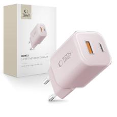 Tech-Protect Tech-Protect 33W V&auml;ggladdare PD QC USB-C / USB-A Baby Pink - Teknikhallen.se