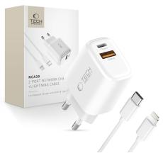 Tech-Protect Tech-Protect 30W V&auml;ggladdare PD Inkl. Lightning - USB-C Kabel Vit - Teknikhallen.se