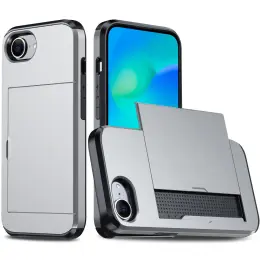  iPhone 16e Skal Hybrid Med Kortfack Silver - Teknikhallen.se