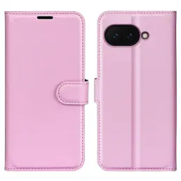  Google Pixel 9a Fodral Litchi Läder Ljus Rosa - Teknikhallen.se