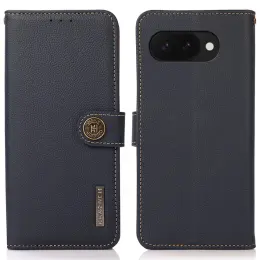 KHAZNEH KHAZNEH Google Pixel 9a Fodral Äkta Läder Blå - Teknikhallen.se