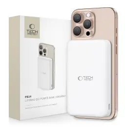 Tech-Protect Tech-Protect 10000 mAh Qi2 MagSafe Powerbank LifeMag Vit - Teknikhallen.se