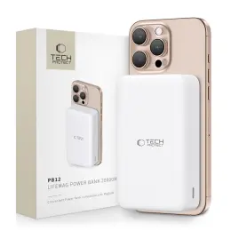 Tech-Protect Tech-Protect 20000 mAh MagSafe Powerbank LifeMag Vit - Teknikhallen.se