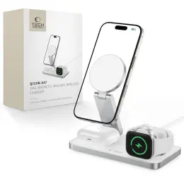 Tech-Protect Tech-Protect 15W Qi Trådlös 3in1 Magnetisk MagSafe Laddare Vit - Teknikhallen.se