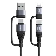 JOYROOM Joyroom 1.2 m 4in1 USB-C/USB-A - USB-C / Lightning Svart - Teknikhallen.se