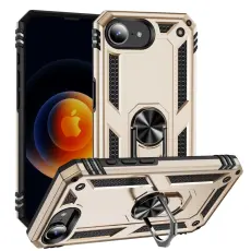  iPhone 17e / 16e Skal Shockproof Hybrid Ring Guld - Teknikhallen.se