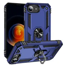  iPhone 17e / 16e Skal Shockproof Hybrid Ring Bl&aring; - Teknikhallen.se
