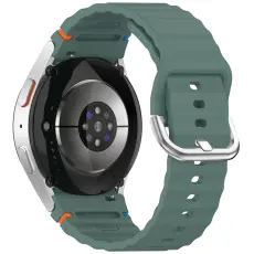  Galaxy Watch 5/5 Pro/6/7/FE Armband Silikon Wave Design Gr&ouml;n - Teknikhallen.se