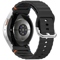  Galaxy Watch 5/5 Pro/6/7/FE Armband Silikon Wave Design Svart - Teknikhallen.se