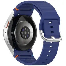  Galaxy Watch 5/5 Pro/6/7/FE Armband Silikon Wave Design Bl&aring; - Teknikhallen.se