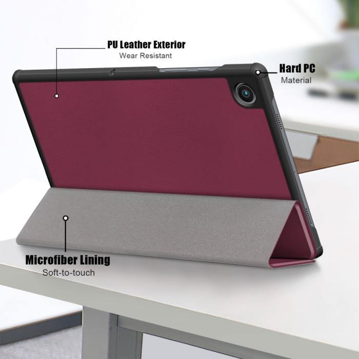 Bild 6,  Samsung Galaxy Tab A8 10.5 (2021) Fodral Premium Tri-Fold Vinröd - Teknikhallen.se