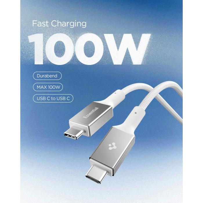 Bild 3, Spigen Spigen 1.5m 100W USB-C - USB-C Kabel Vit - Teknikhallen.se